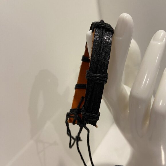 Handmade Leather Bracelet With Metal Anchor Plate "Brave" Design Adjustable - Picture 4 of 8